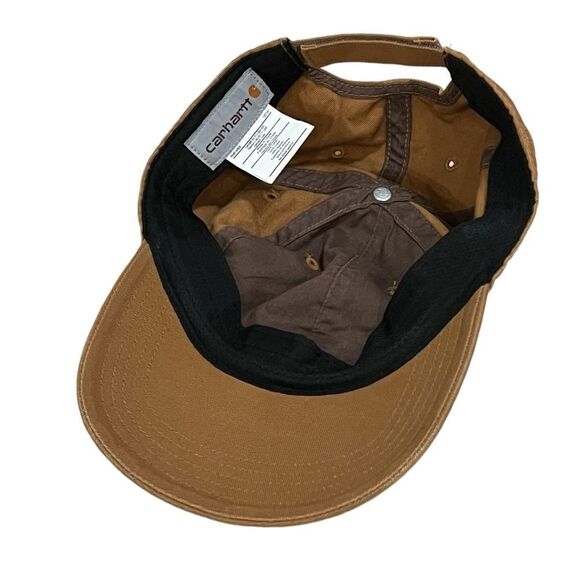 Carhartt Canvas Tan Baseball Cap Vegan Leather Logo Patch - Picture 7 of 7